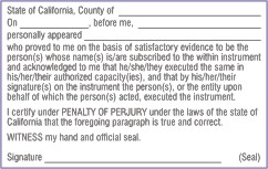 Notary Public Acknowledgment Stamps California