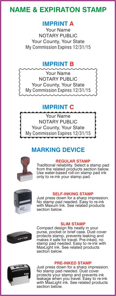 Name & expiration stamp.