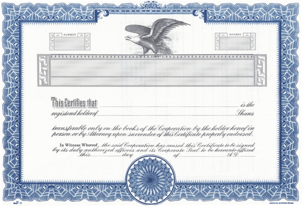 Corporate Share Certificate Template